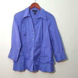 SLIGHTLY USED ALFANI DRESS SHIRT BLUE WITH MISSING BELT